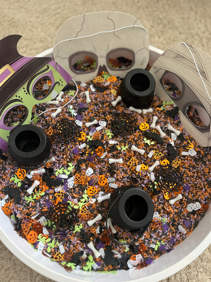 Discover Playdays Halloween themed sensory rice mix